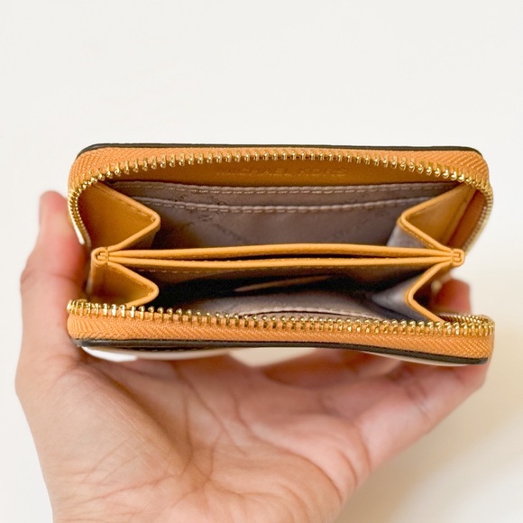 Michael Kors Jet Set Travel Card Case Wallet Colorblock Golden Rod Multi - Picture 6 of 9